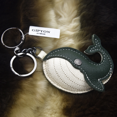 原创真羊皮轻奢手工真皮挂饰法羊钥匙扣鲸鱼挂件公仔女包包汽车链