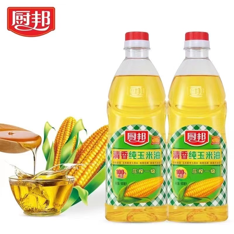 厨邦食用油纯玉米油900ml 食用油 物理压榨 非转基因玉米胚芽榨取