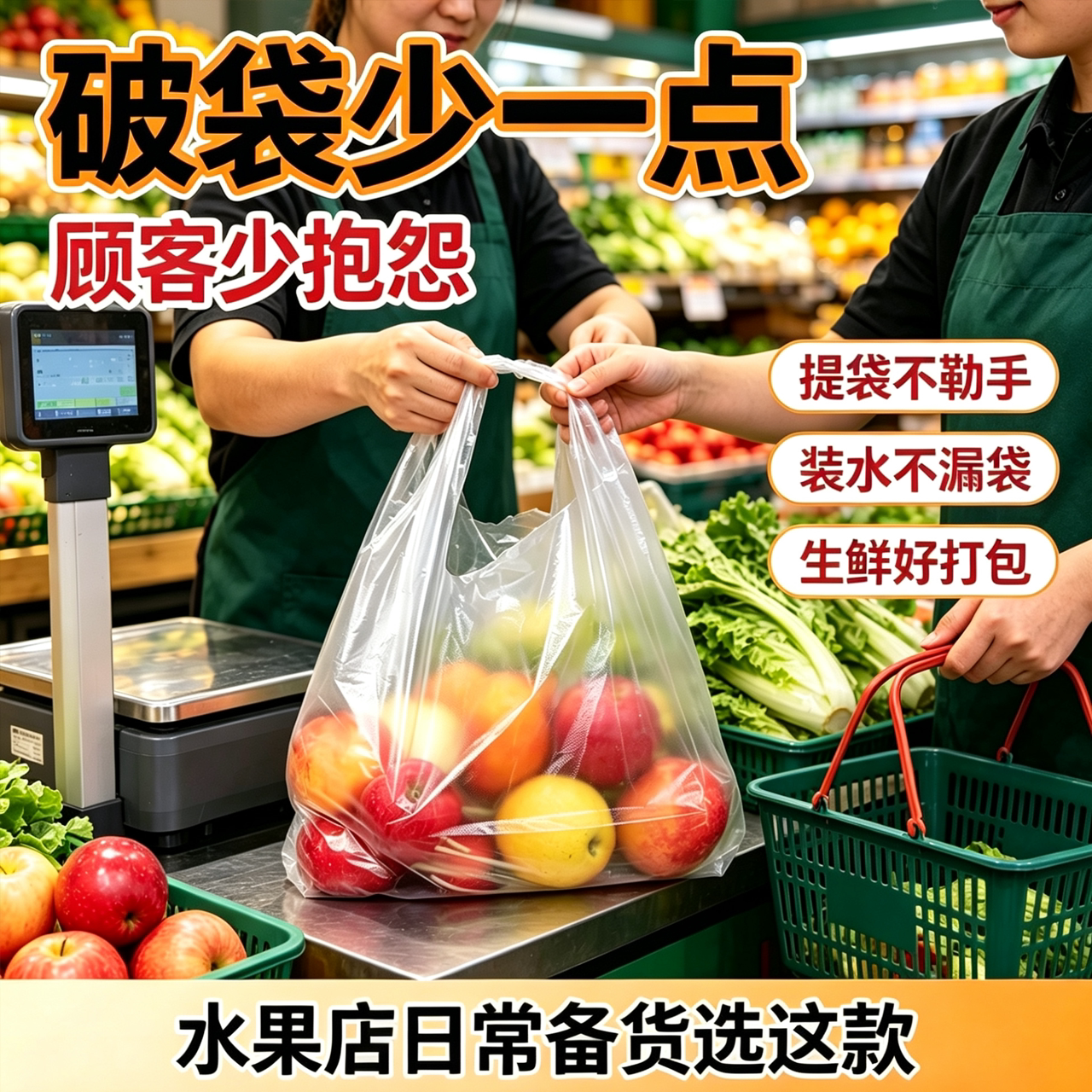 水果店摆摊商用背心袋一次性加厚塑料袋生鲜果蔬手提打包购物袋子