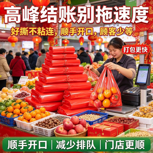 年关摆摊袋红色背心袋加厚年货集市喜礼干果糖果商用手提袋塑料袋