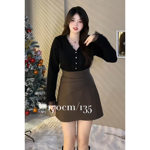 大码毛衣针织衫春秋季小个子微胖妹妹遮肚显瘦辣妹长袖V领上衣