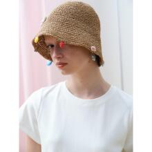 RedRef 可爱撞色陶瓷海洋编织遮阳帽防晒帽子女夏