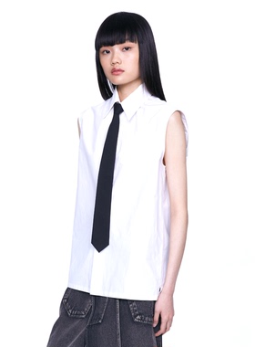 RedRef 无袖衬衫纯白挺阔领带时尚休闲上衣