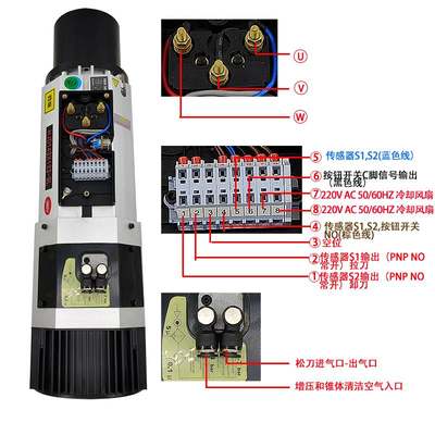 木工雕刻自动换刀主轴电机iso30刀柄风冷高速HSD开料机木工主轴