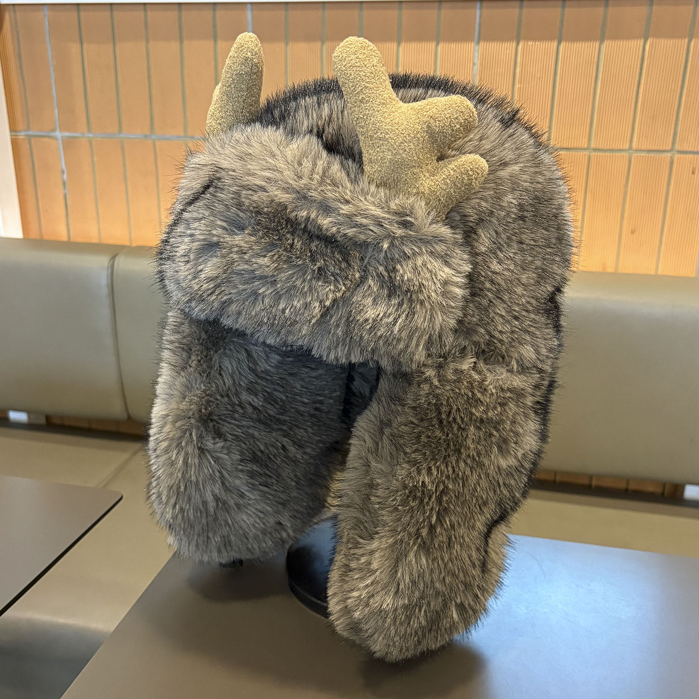 鹿角毛绒雷锋帽冬季保暖东北帽子