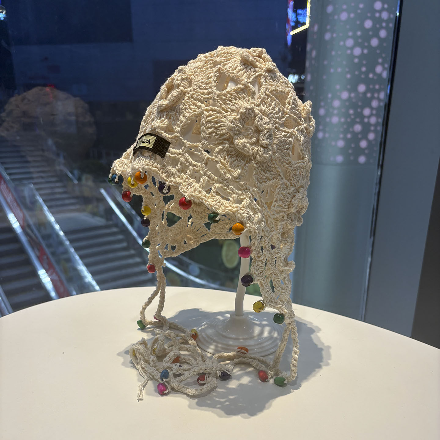 波西米亚风手工针织花朵流苏帽
