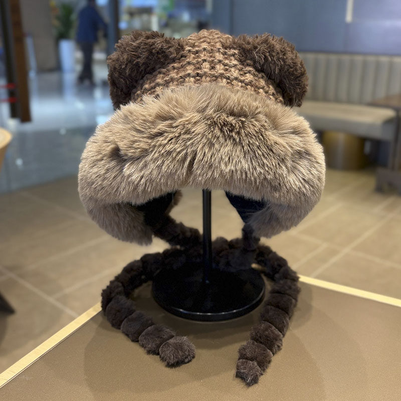 毛绒帽显脸小保暖护耳防寒雷锋帽