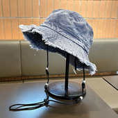 日系复古时尚 毛边牛仔渔夫帽春夏防晒遮阳帽显脸小百搭潮流盆帽潮