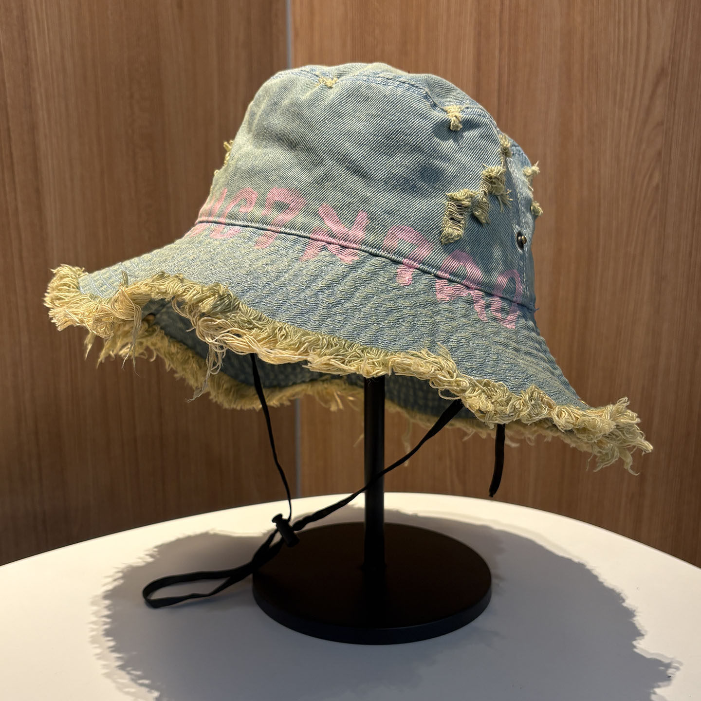 做旧破洞牛仔渔夫帽女春夏防晒帽