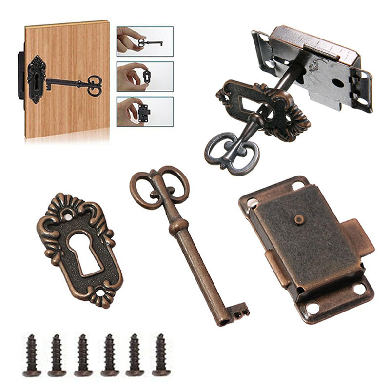 红古铜复古锁仿古首饰盒三角锁欧式柜门家具锁家具珠宝展示柜台锁