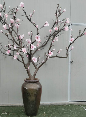 高档彷真白玉兰花树干树枝假花假树客厅家居装饰景观造型树定制