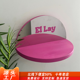 网红打卡镜子咖啡店装饰冰淇淋杯架半圆桌隔板店门口网红打卡造景