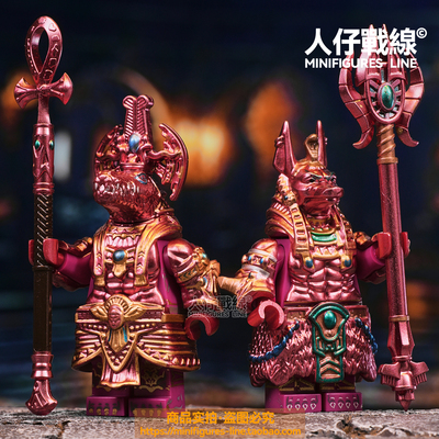 古埃及神话众神鳄鱼神索贝克死神阿努比斯第三方人仔积木拼装玩具