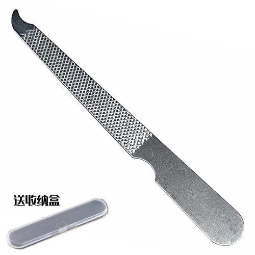 不锈钢指甲锉双面打磨条锉刀美甲神器砂条美妆用修甲美甲带钩薄款