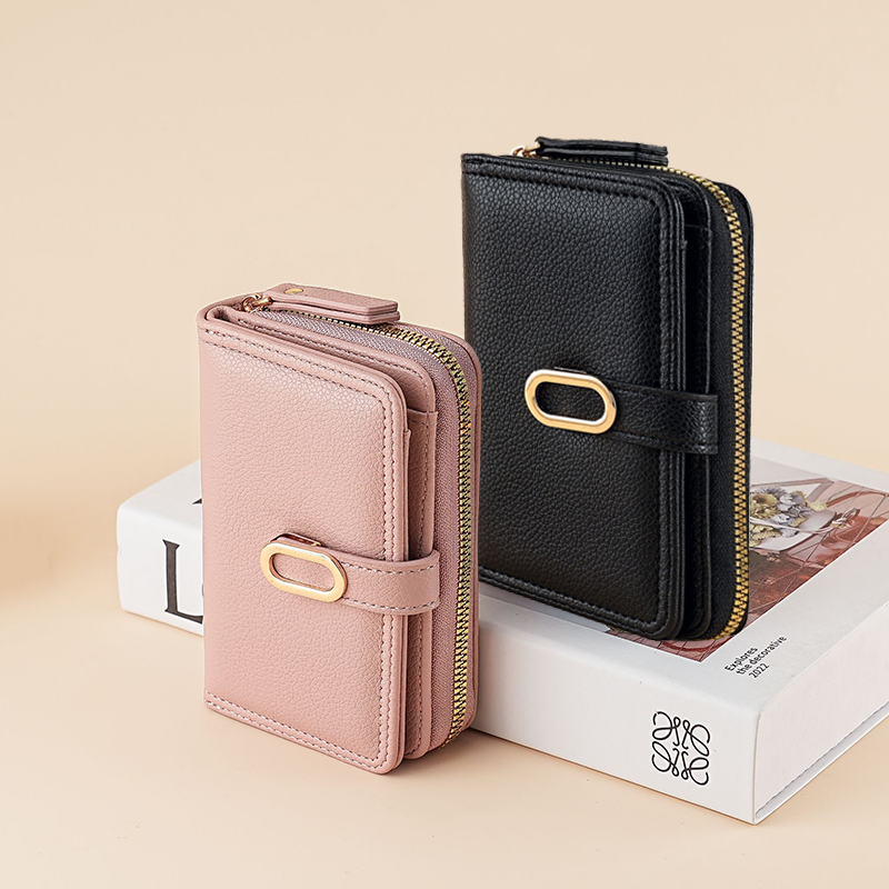 女士新款拉链钱包多卡位零钱卡包荔枝纹高级感多功能大容量钱包