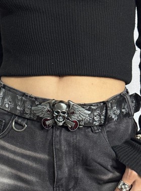 浮格FloatY2K亚文化骷髅头朋克风翅膀甜酷辣妹暗黑哥特装饰腰带