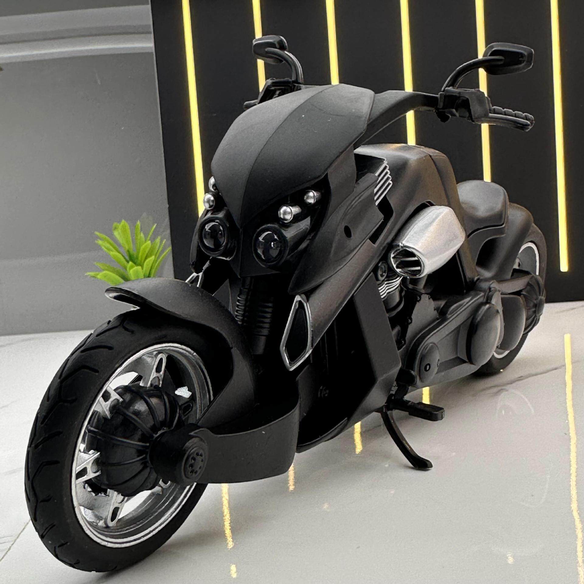 潮玩合金摩托车模型1:12雅马哈暴龙收藏摆件声光减震儿童玩具机车