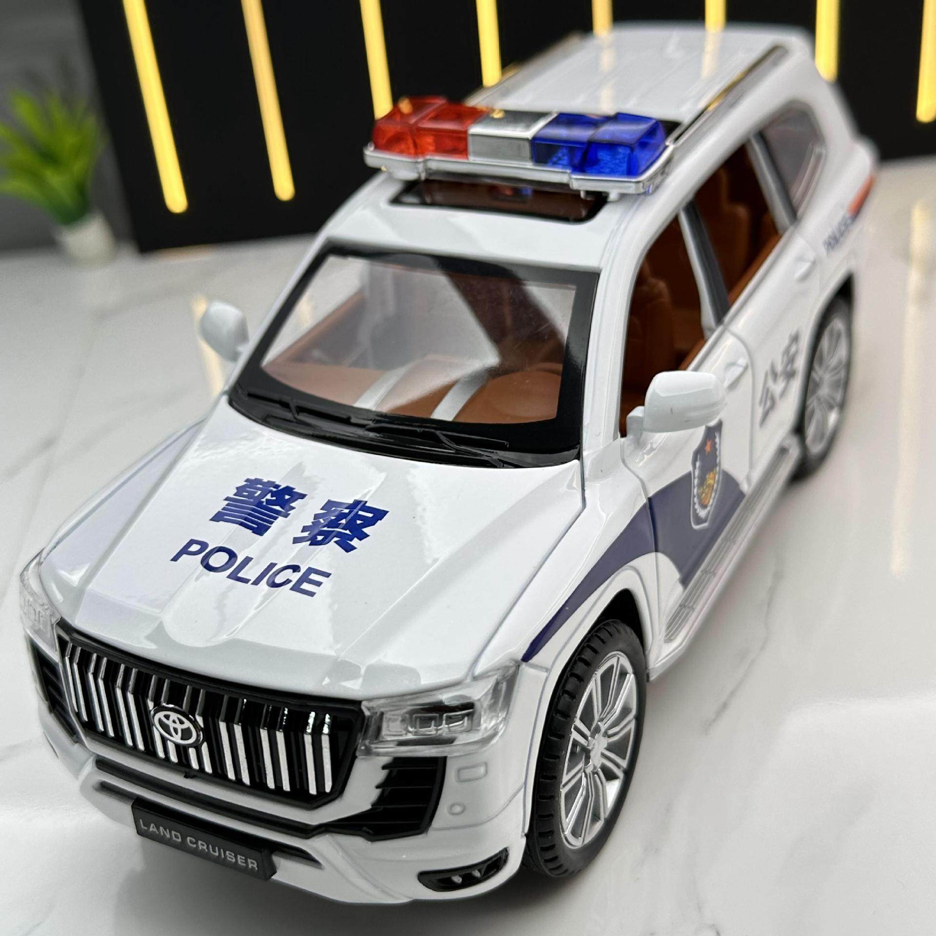 潮玩合金汽车模型1:24丰田霸道普拉多 男孩玩具越野警车 公安特警