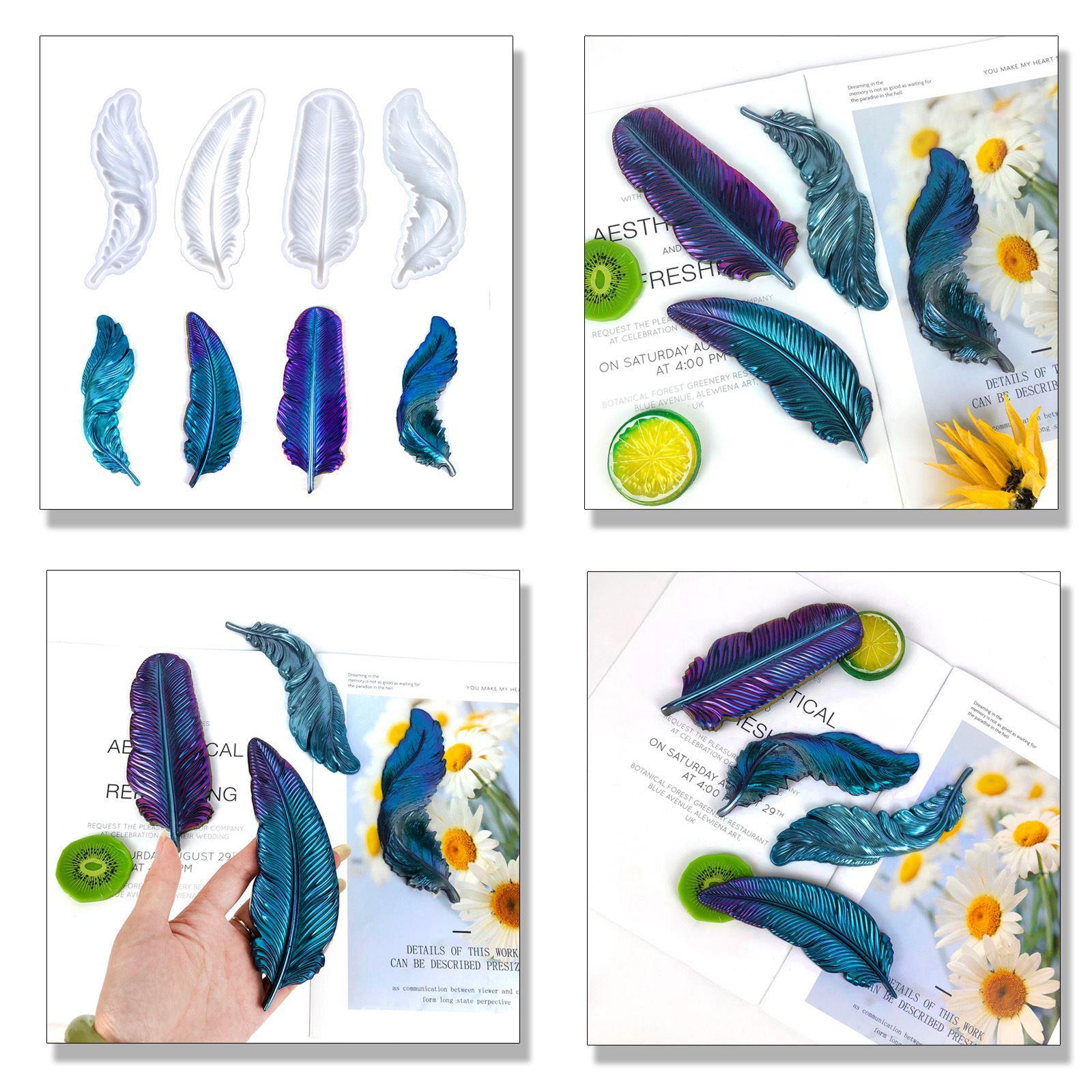 3D Feather Silicone Mold DIY Epoxy Resin Mold Feather Gypsum