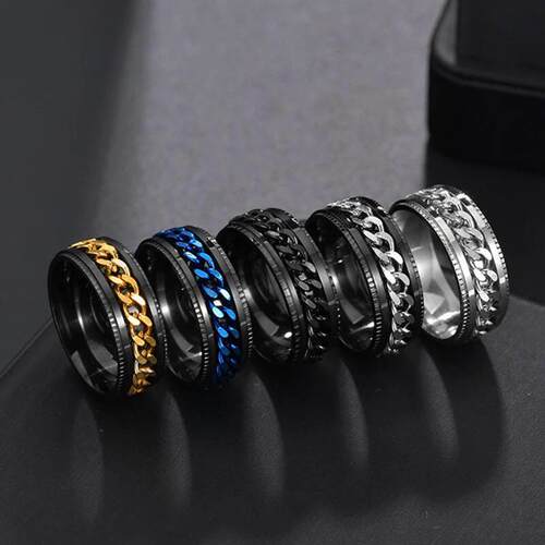 Cool Stainless Steel Rotatable Men Ring High Quality Spinner