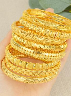 跨境迪拜镂空手镯珠宝阿拉伯中东非洲埃塞俄比亚月亮刺绣手镯新娘