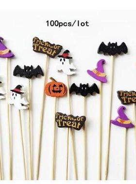 100pcs bamboo sticks Halloween fruit sticks万圣节签水果签