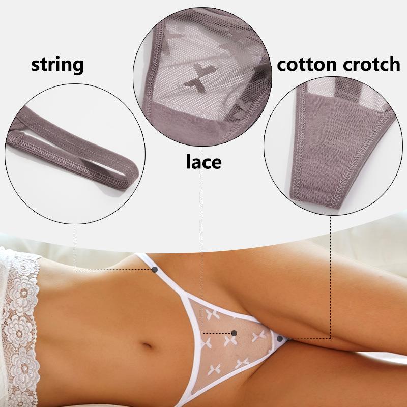2PCS/Set Mesh Transparent Thong Women Panties Underwear Wome