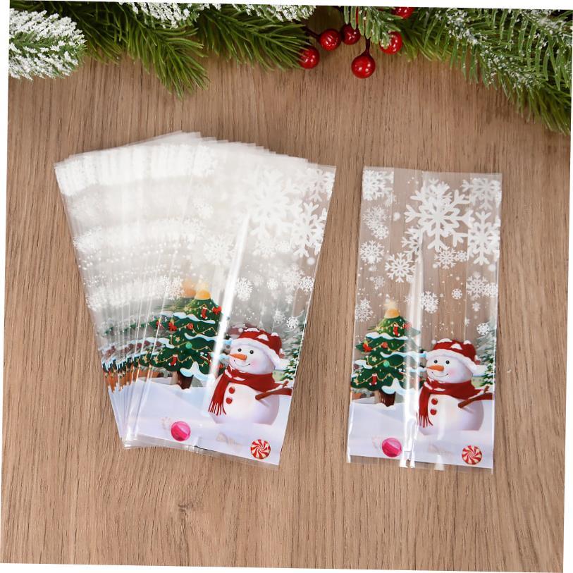 25/50Pcs Christmas Candy Bags Snowflake Snowman Large Snack