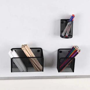Magnetic Pencil Holder Office Desk Metal Mesh Square Round P