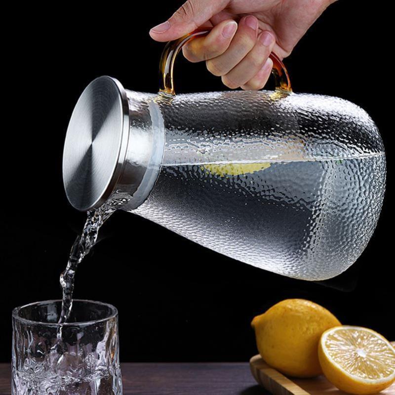 heasistin Glass Jug with Lid Ice Tea Water wine cup set