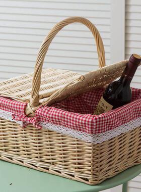 Rattan picnic basketball basket garden with fruit basket bam