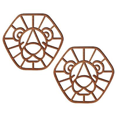 2 Pcs Emblems Wooden Animal Wall Decoration Sign Hollow Out