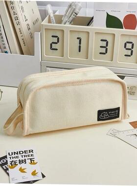 Ins Simplicity Pencil Case Solid Color White Black Canvas