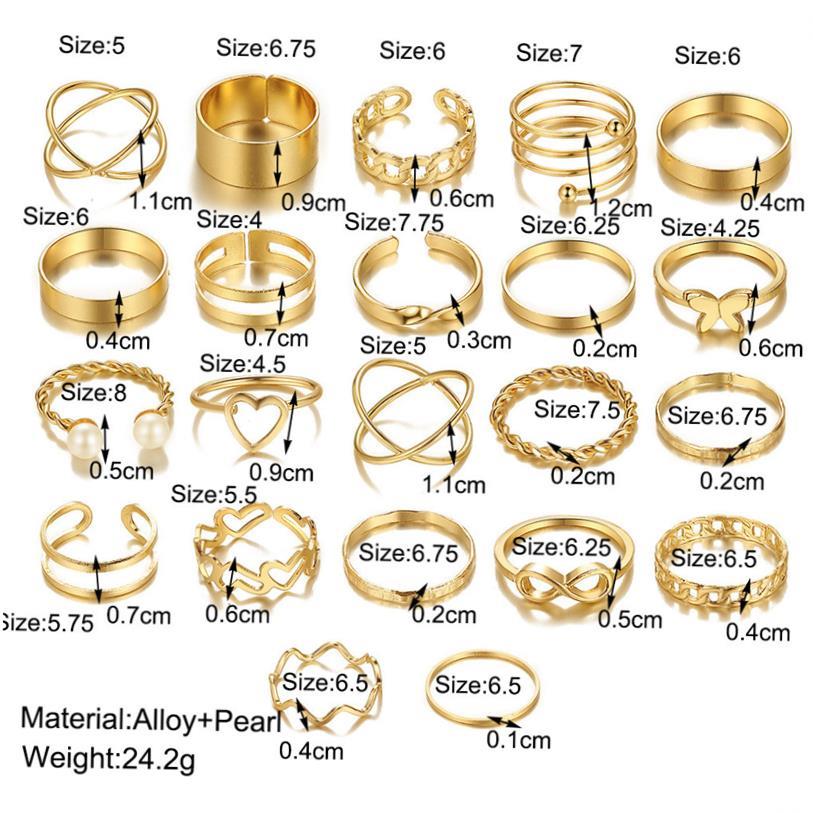22pcs set New butterfly rings open joint ring set套装戒指女