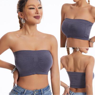 Strapless Bandeau Bra Seamless Bralettes Tube Top with Pads