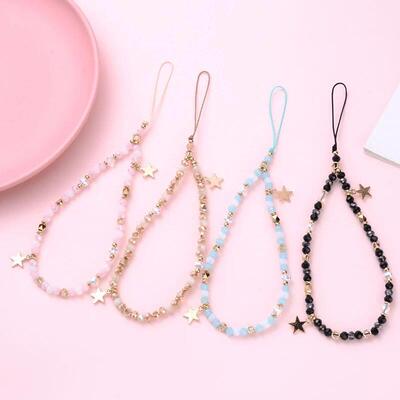 Fashion Acrylic Mobile Phone Chain Five-Pointed Star Pendant