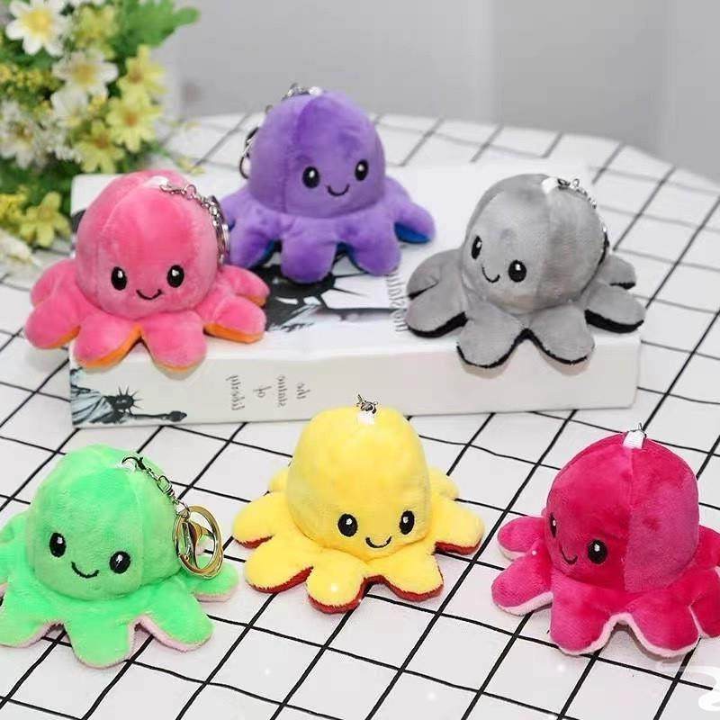 Reversible Octopus Plush Toy Pendant Cute Flip Claw Keychain