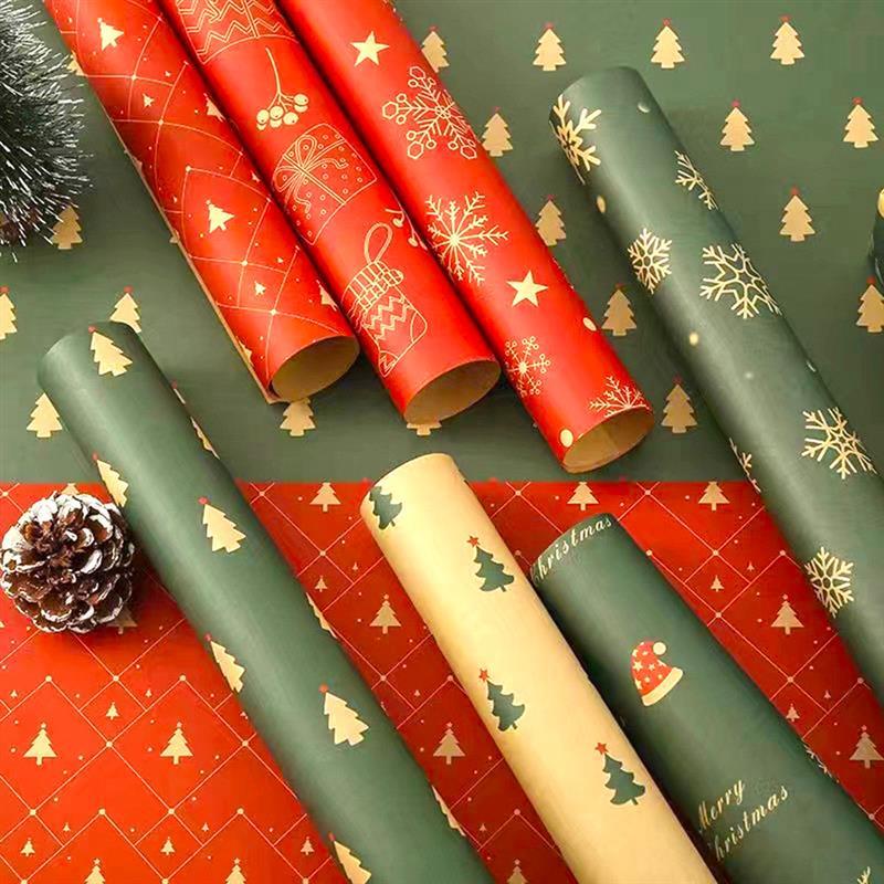 10pc Christmas Gift Wrapping Paper Xmas Tree Snowflake Print