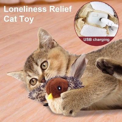 Flapping Bird Cat Toy Interactive Chirping Bird Catnip With