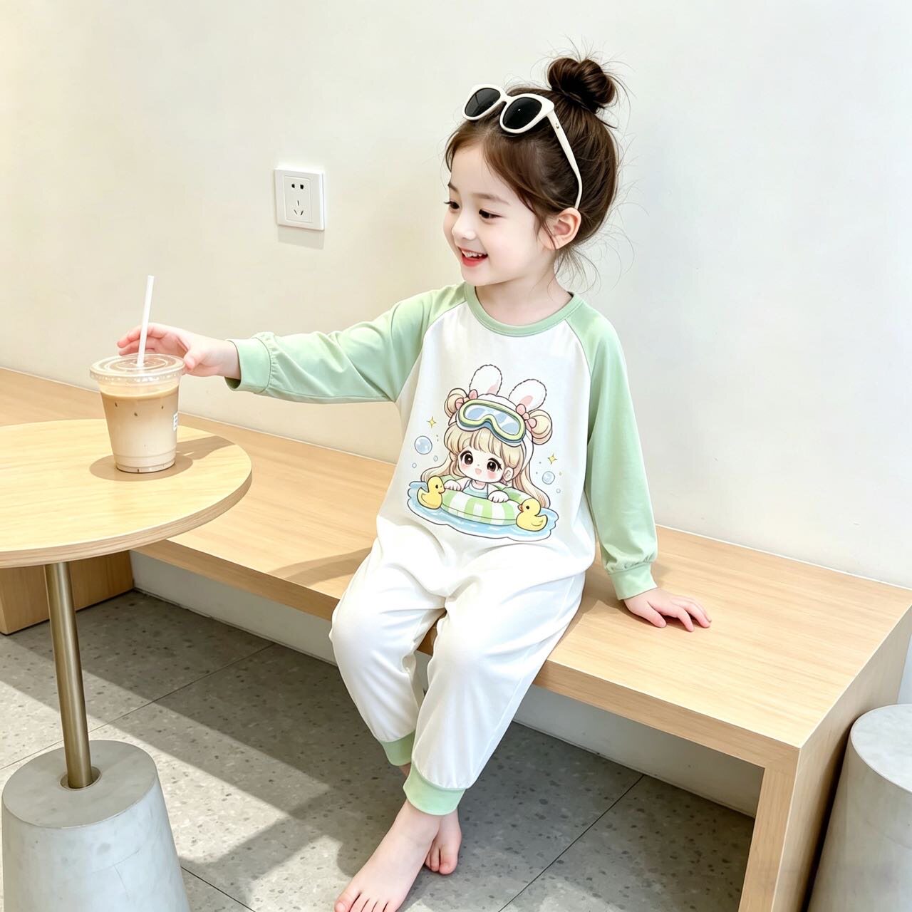 儿童春秋薄款女童连体睡衣按扣防踢睡袋家居服婴幼儿爬服长袖宝宝