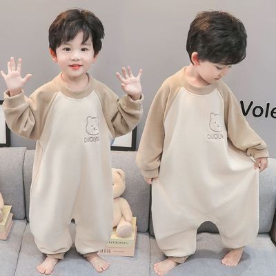 男童秋冬季新款德绒连体睡衣睡袋