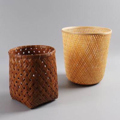 手工竹编纸篓特色工艺品画卷收纳筐竹簸箕竹篓家用竹筐_虎窝淘