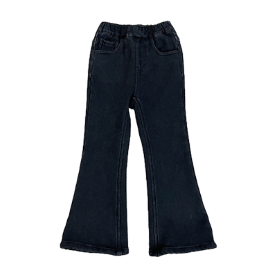 女童修身百搭加绒牛仔微喇裤