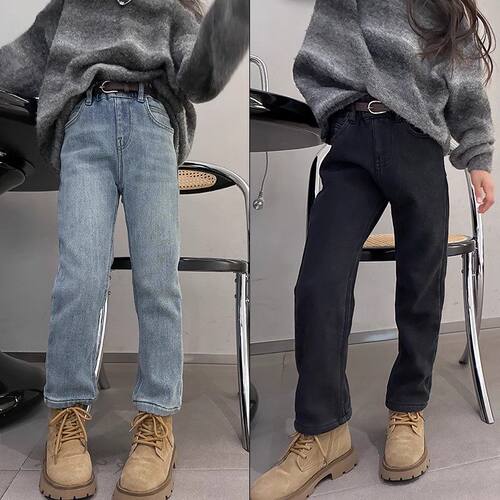 女童修身百搭牛仔烟管裤