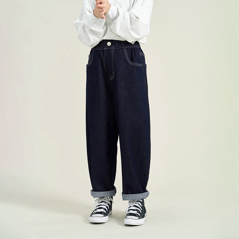 女童百搭休闲牛仔直筒裤