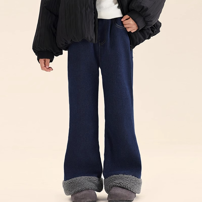 女童洋气百搭加绒牛仔裤