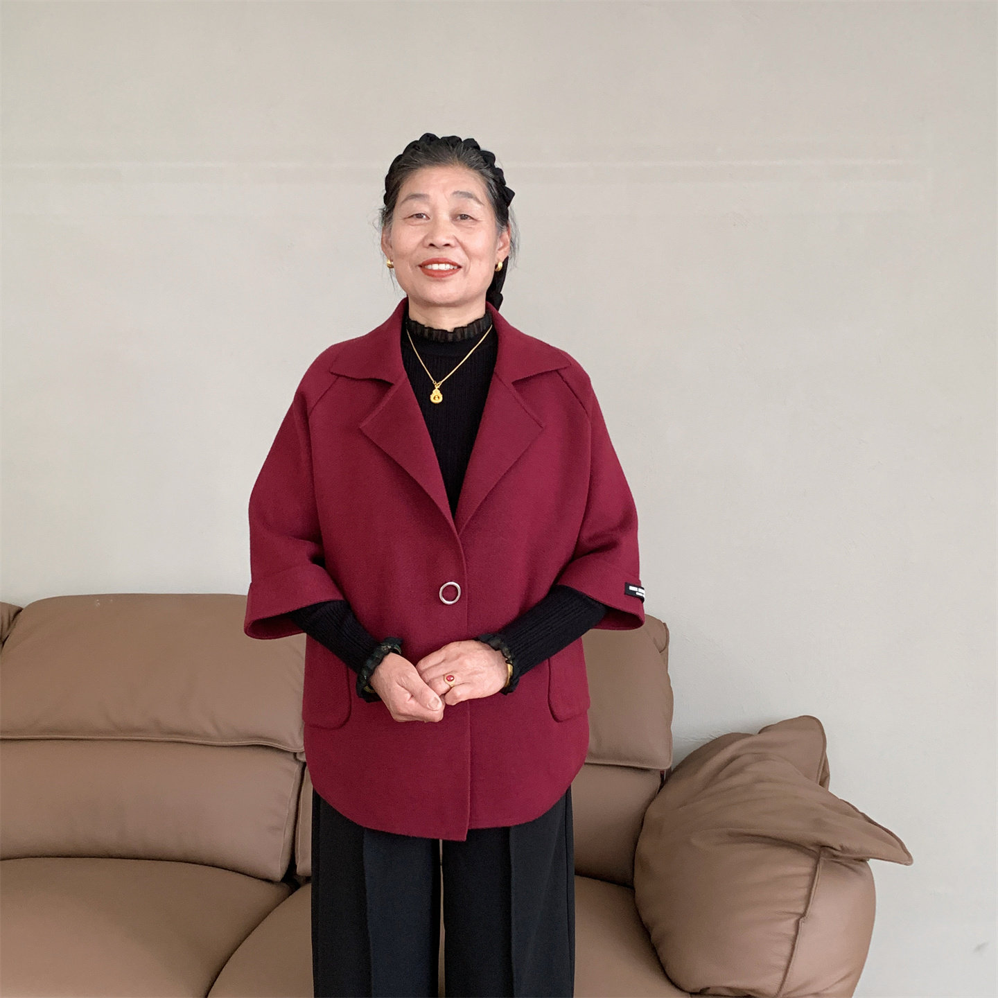 妈妈秋冬装气质大码高贵大衣外套