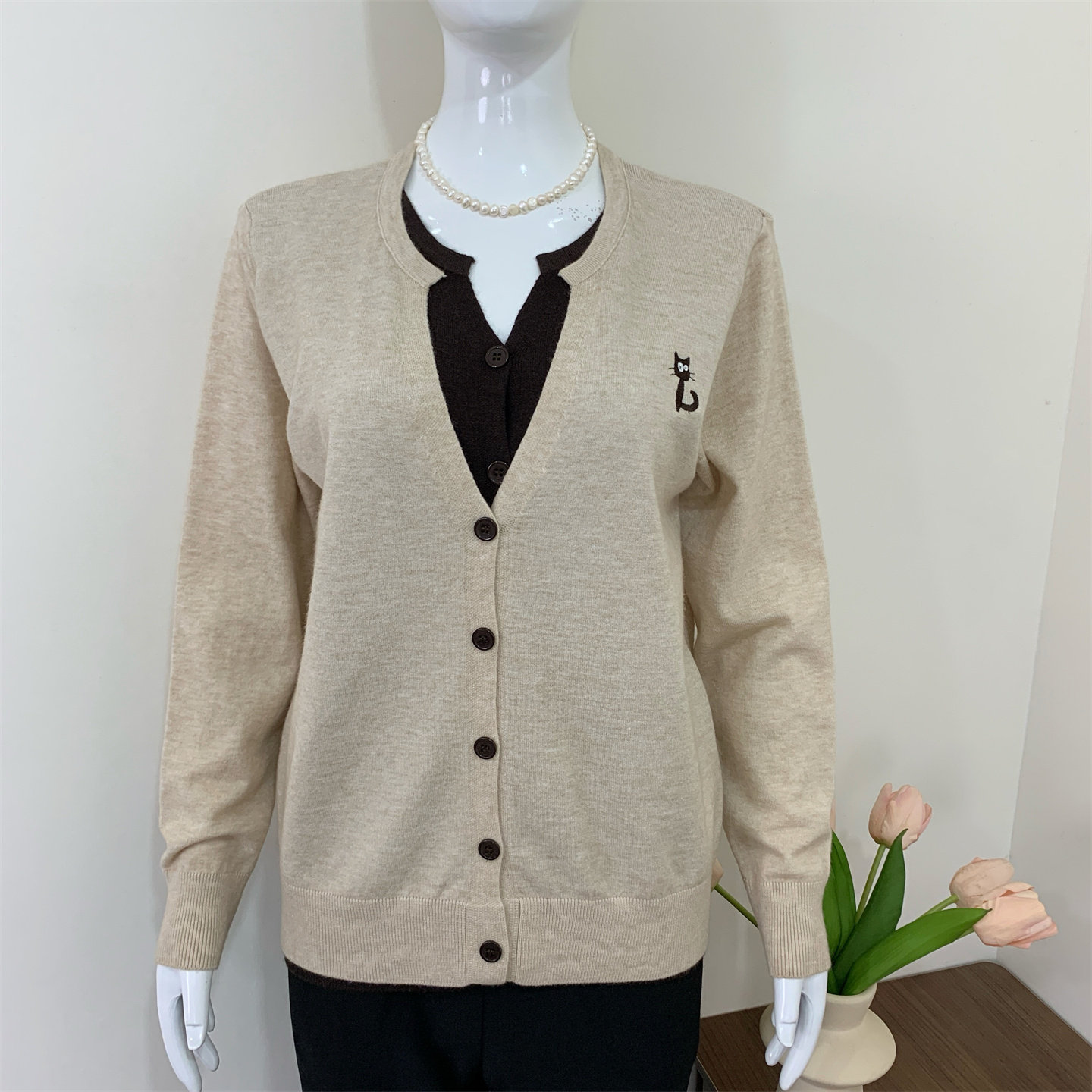 妈妈秋装新款时尚针织开衫外套中老年女装春秋洋气减龄假两件上衣