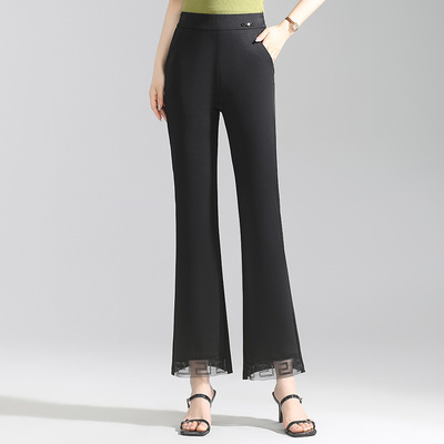 妈妈春夏高腰弹力大码微喇裤女款