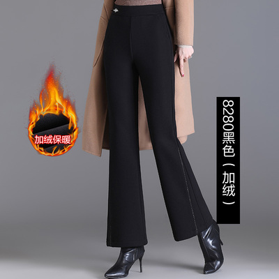 妈妈秋冬装松紧腰休闲加绒长裤女